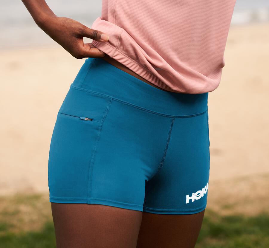 Bermudas Hoka One One Feminino Azuis - Performance Em Trico - 709-GAUHMX